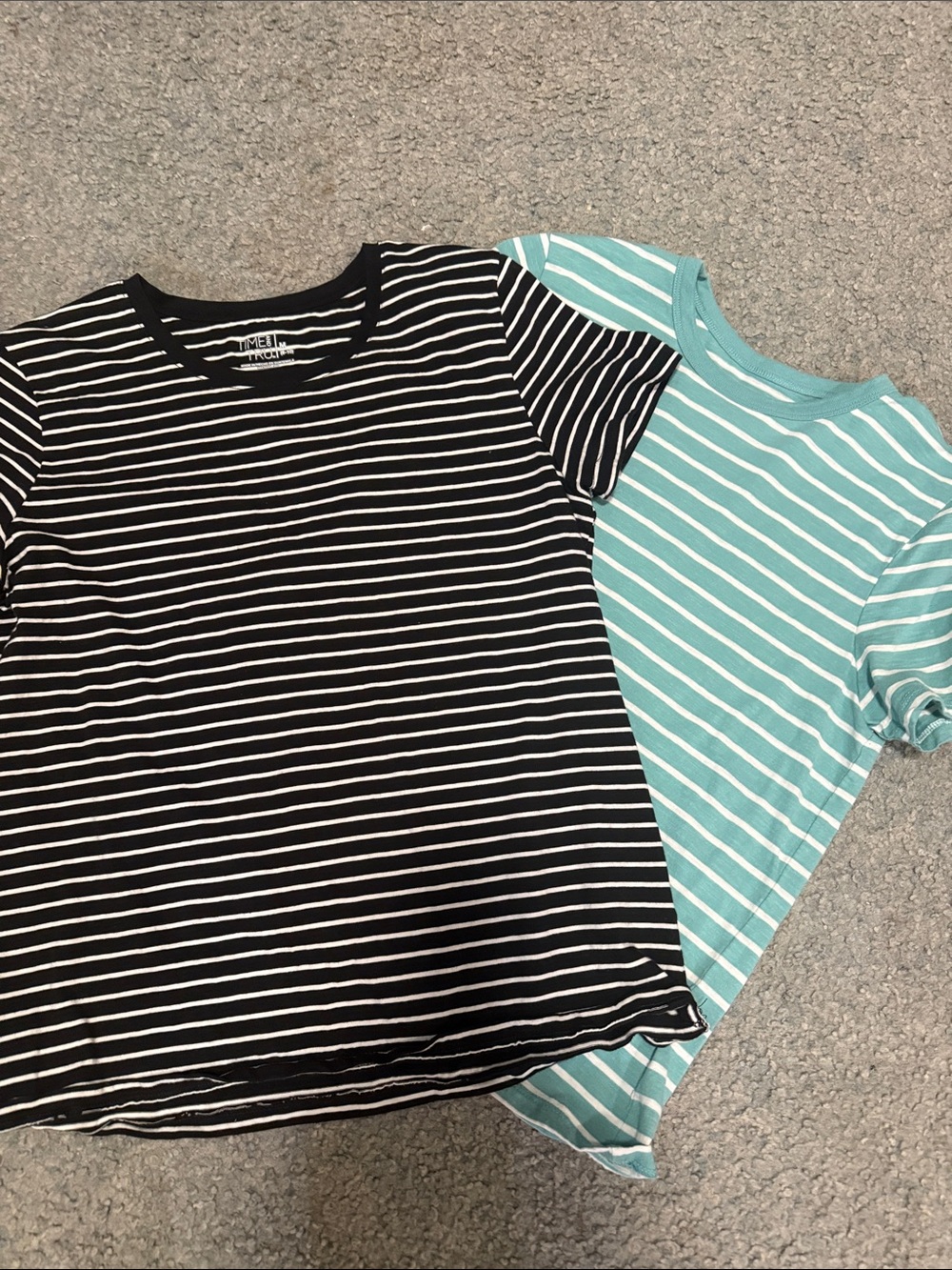 Striped Short Sleeve Tee - Black & Mint , two shirts